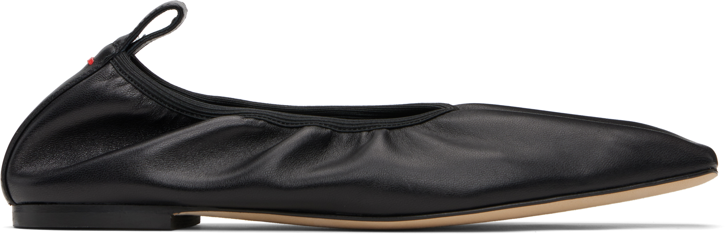 Black Nomi Ruched Ballerina Flats