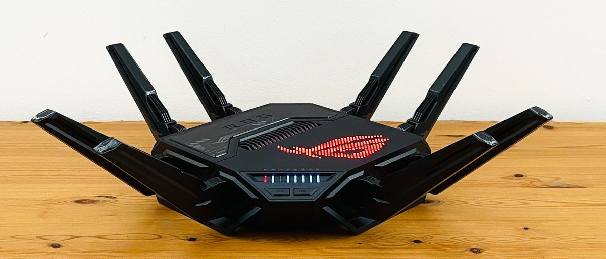 An Asus ROG Rapture GT-BE98 on a table