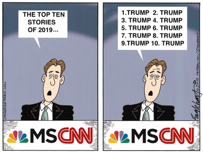 Political Cartoon U.S. 2019 Trump CNN MSNBC media