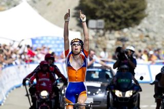Robert Gesink (Rabobank) takes an emotion-packed victory on Mt. Baldy in the Tour of California