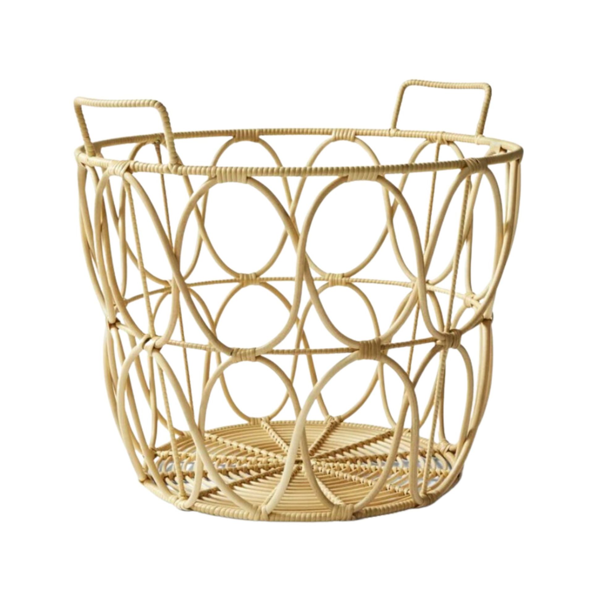 Keranjang penyimpanan motif lingkaran anyaman