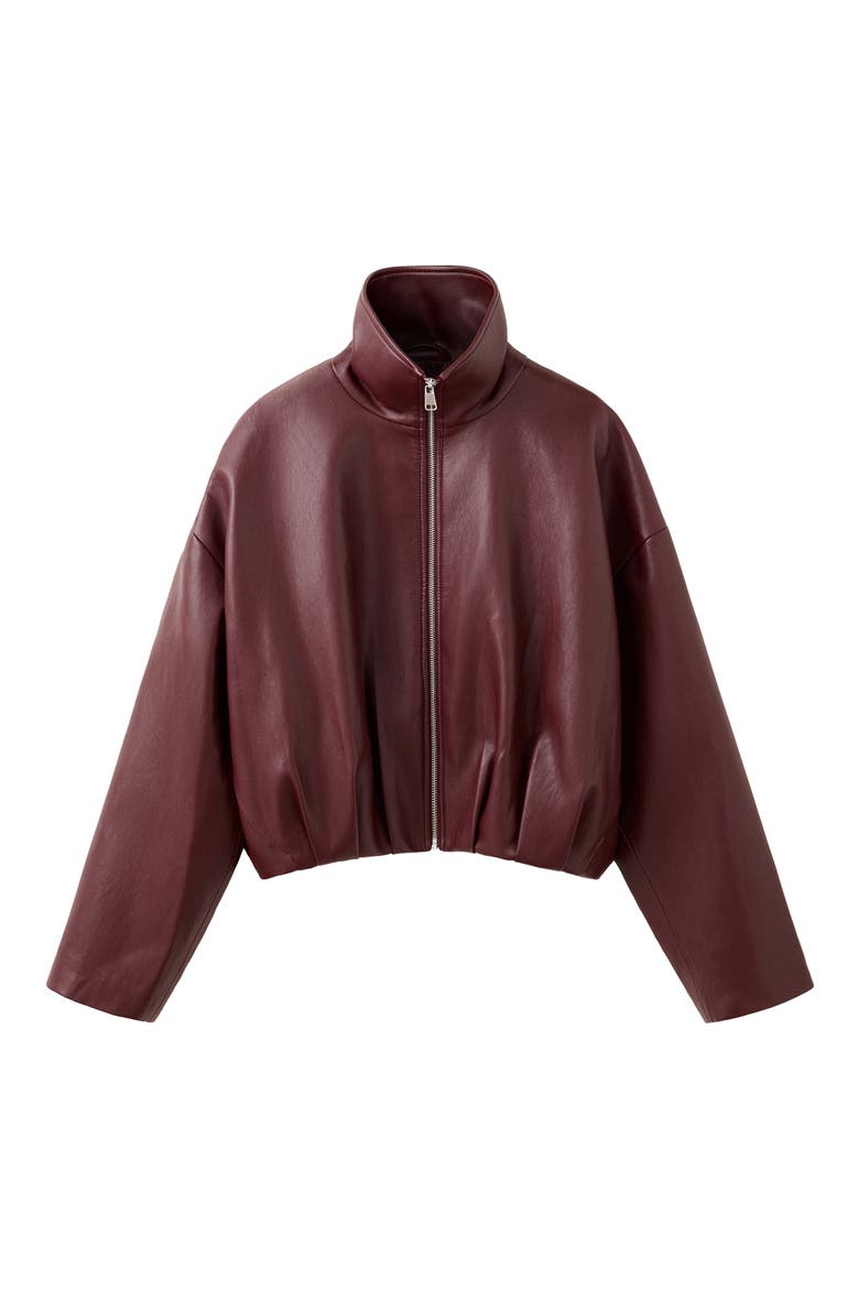 Faux Leather Funnel Neck Jacket