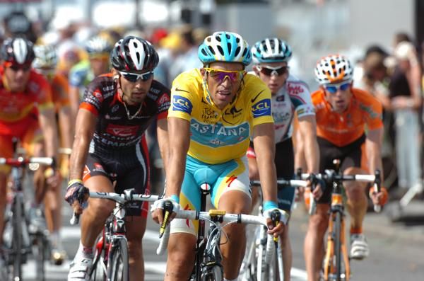 Alberto Contador finished his first day in yellow.
