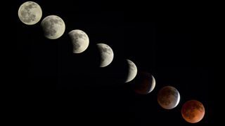 different stages of a total lunar eclipse
