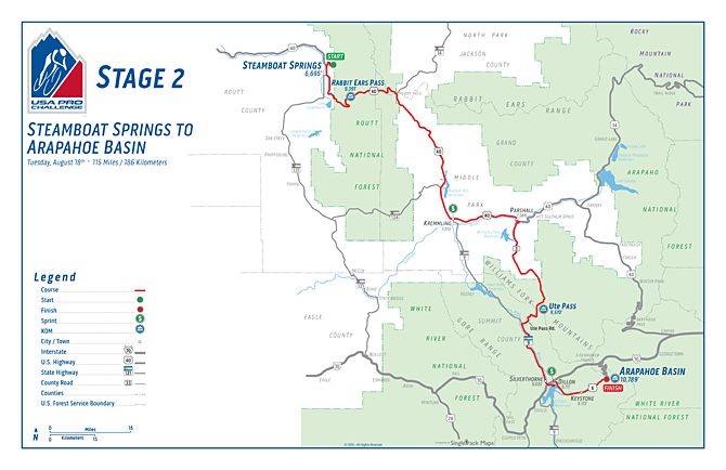 2015 USA Pro Challenge map for stage 2