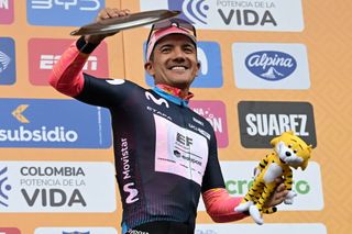 Richard Carapaz (EF Education-Easypost) celebrates his solo victory on stage 5