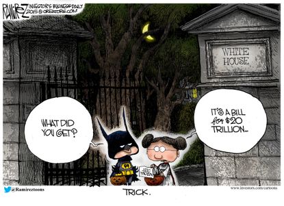 Editorial cartoon U.S. National Debt Halloween