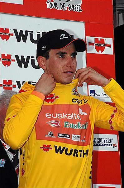 Igor Anton Hernandez (Euskaltel - Euskadi) in the leaders jersey.