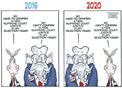 Political Cartoon U.S. GOP Democrats Ruth Bader Ginsburg Merrick Garland