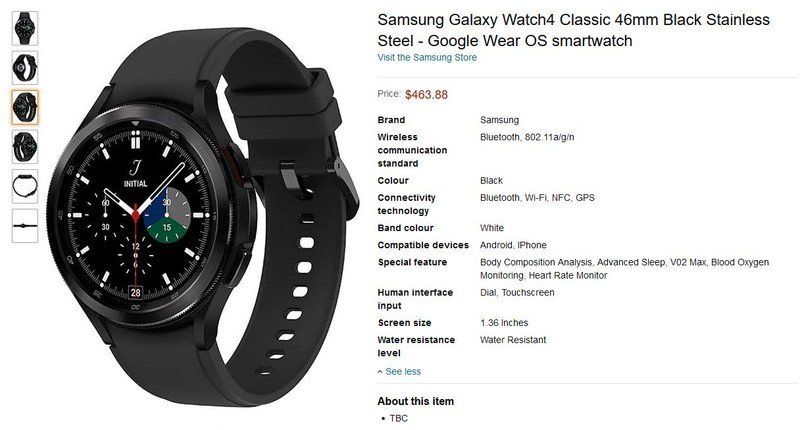 Samsung Galaxy Watch 4 Classic Amazon Leak