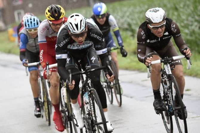Germany's Tony Martin, France's Samuel Dumoulin, Estonia's Rein Taaramae, Colombia's Janier Alexis Acevedo Colle, France's Tony Gallopin, Germany's Marcus Burghardt and Netherlands' Lieuwe Westra ride in a breakaway