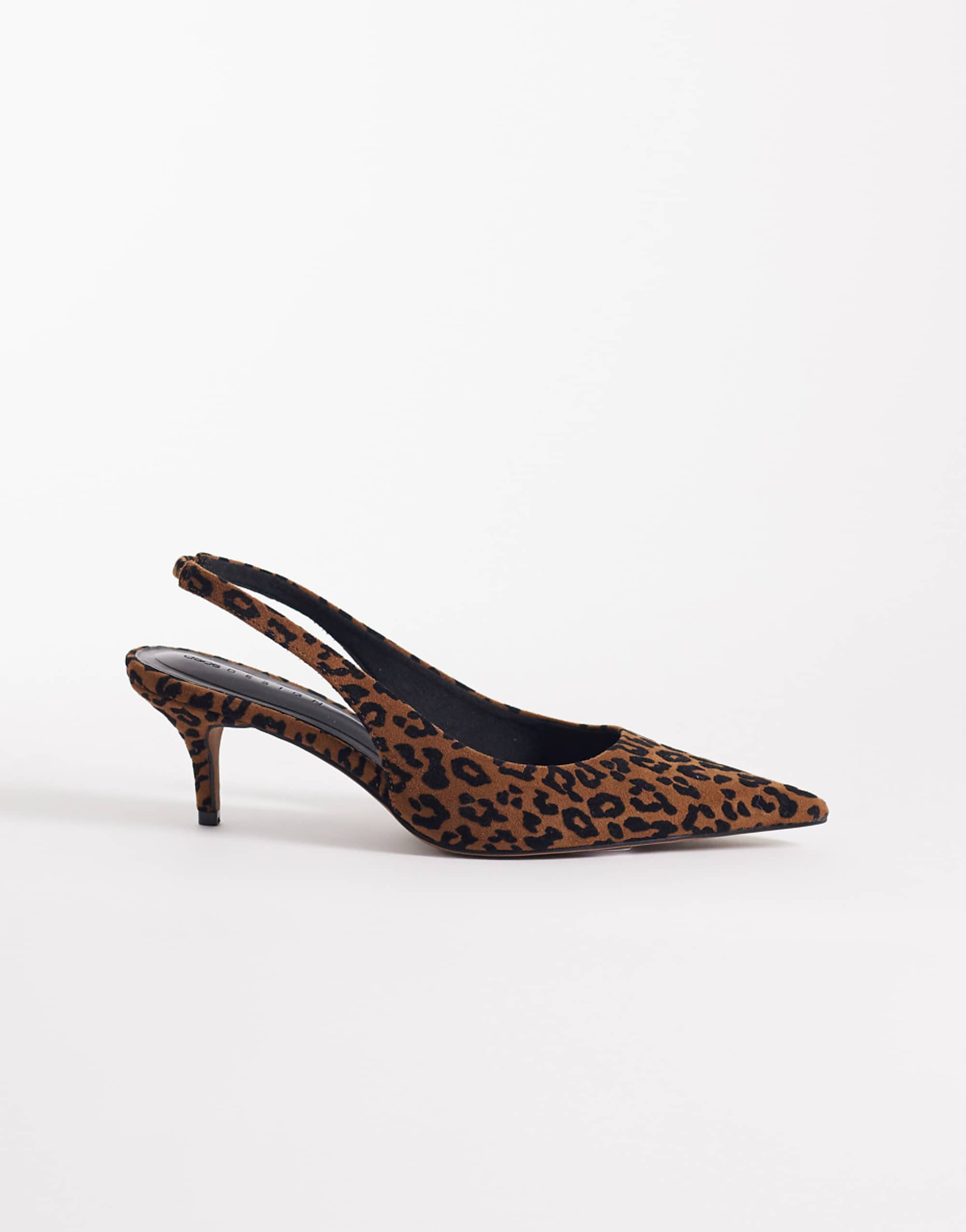 Asos Design Shade Slingback Kitten Heels in Leopard Suedette
