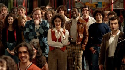 cooper hoffman rachel sennott Lamorne Morris gabriel labelle and others in the movie saturday night as the original cast and writers of snl