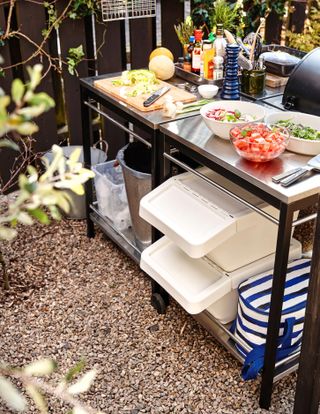 Portable outdoor kitchen with storage boxes
