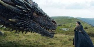 Jon Snow face to face with a dragon.