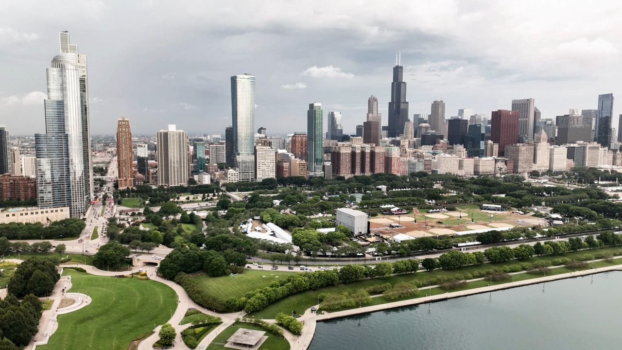 A general view of the Chicago city skyline on Aug. 1, 2024.