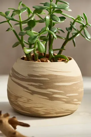 Swirl Globe Stoneware Planter