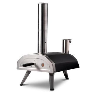 Ooni pizza oven with long spout in stainless steel.