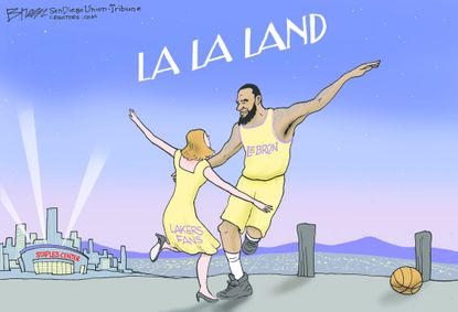 Editorial Cartoon U.S. NBA LeBron James Los Angeles Lakers La La Land