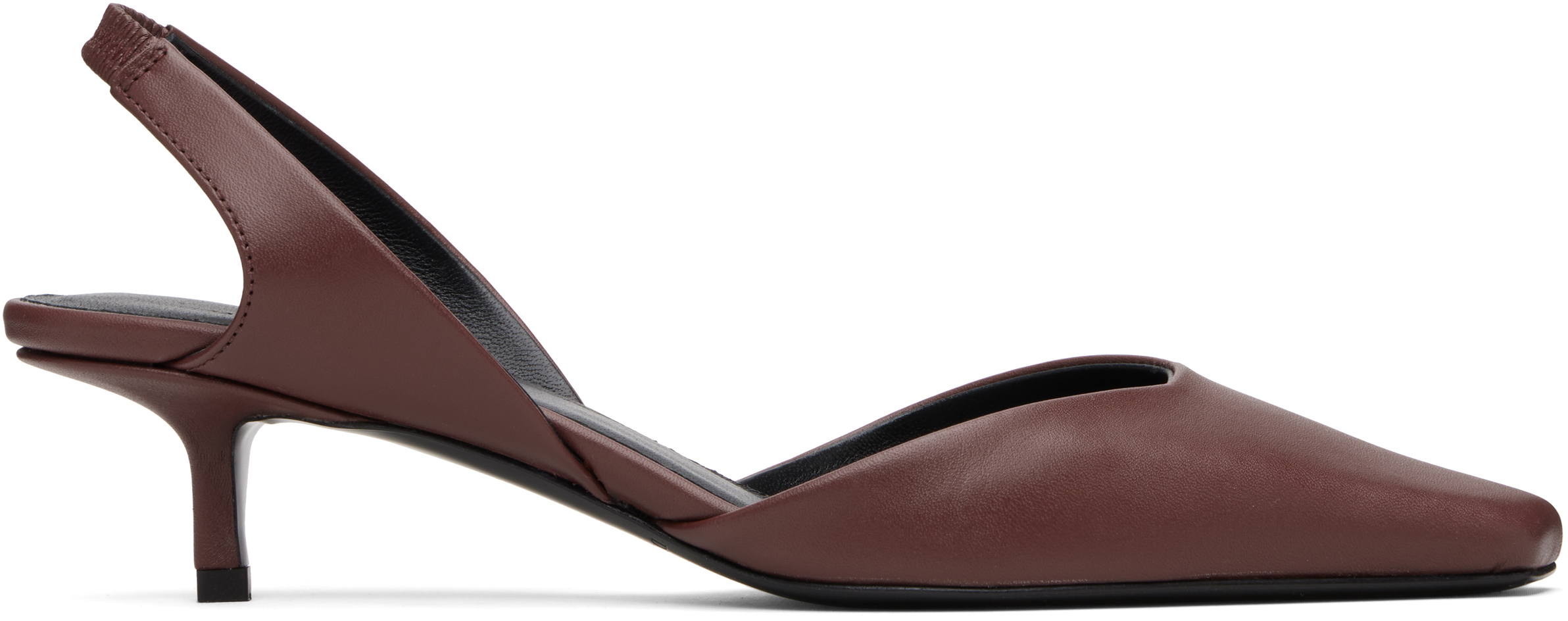 Burgundy Akila Lds Leather Slingback Heels