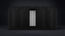 HPE Cray Supercomputing GX5000 concept image showing single open door on supercomputer cluster racks.