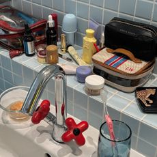 An assortment of toiletries and makeup