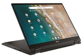 The Asus Chromebook Enterprise Flip CB5 with the monitor adjusted back for better viewing