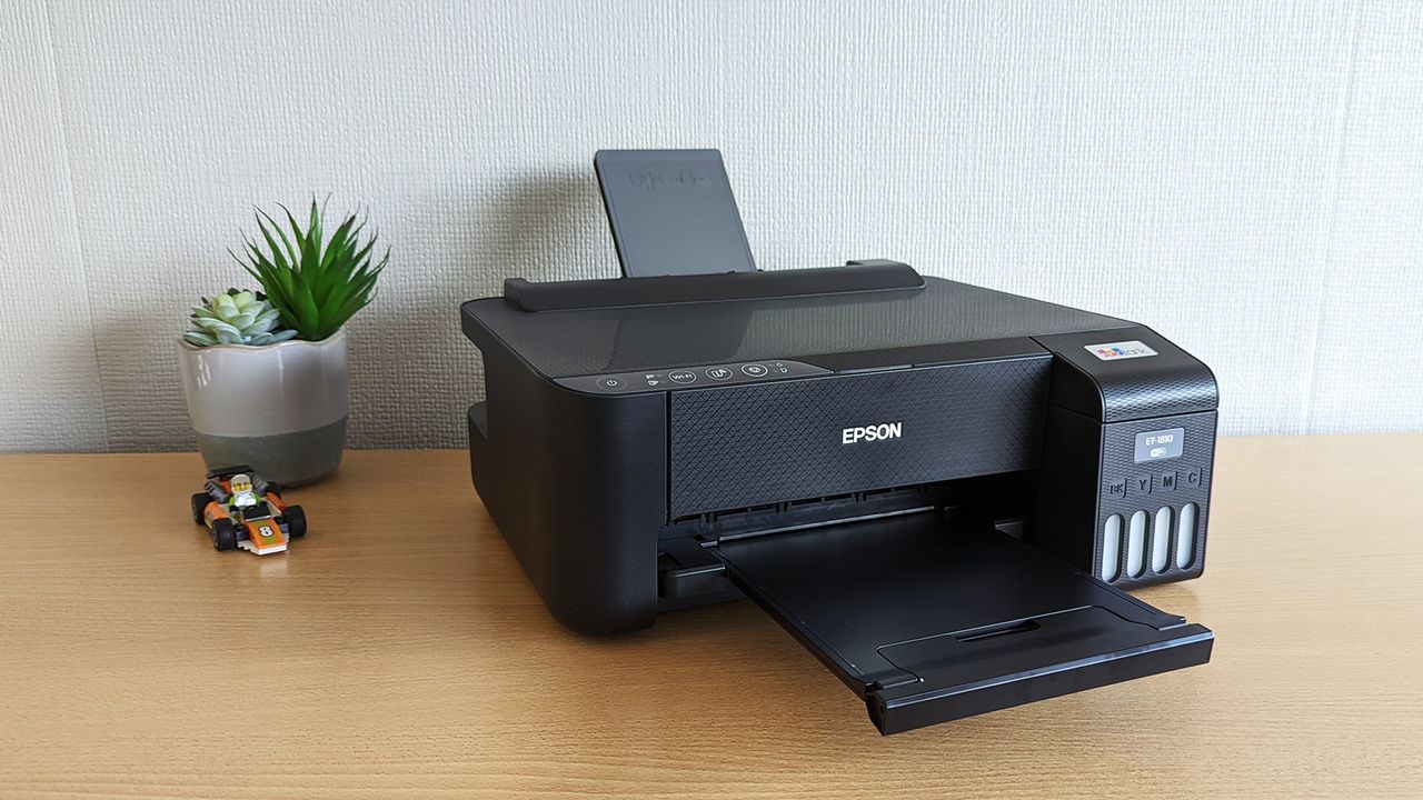 Front view of the Epson EcoTank ET-1810 printer sat on a table