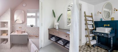 Bathroom Alcove with Black Shelves - Modern - Bathroom