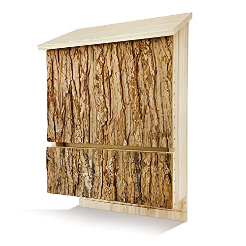 Outer Trails Bat House Outdoor Bat Habitat, Real Bark Finish, 3 Chamber