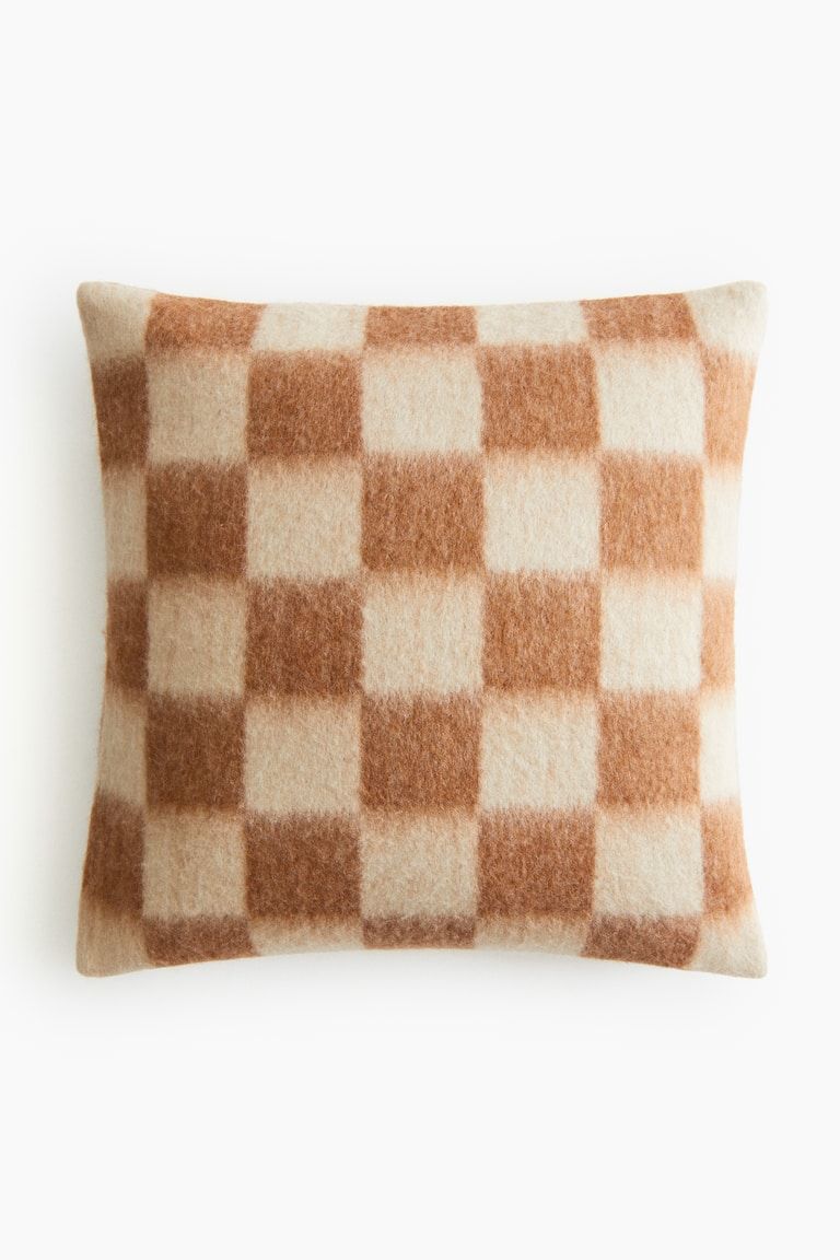 Checked Wool-Blend Cushion Cover