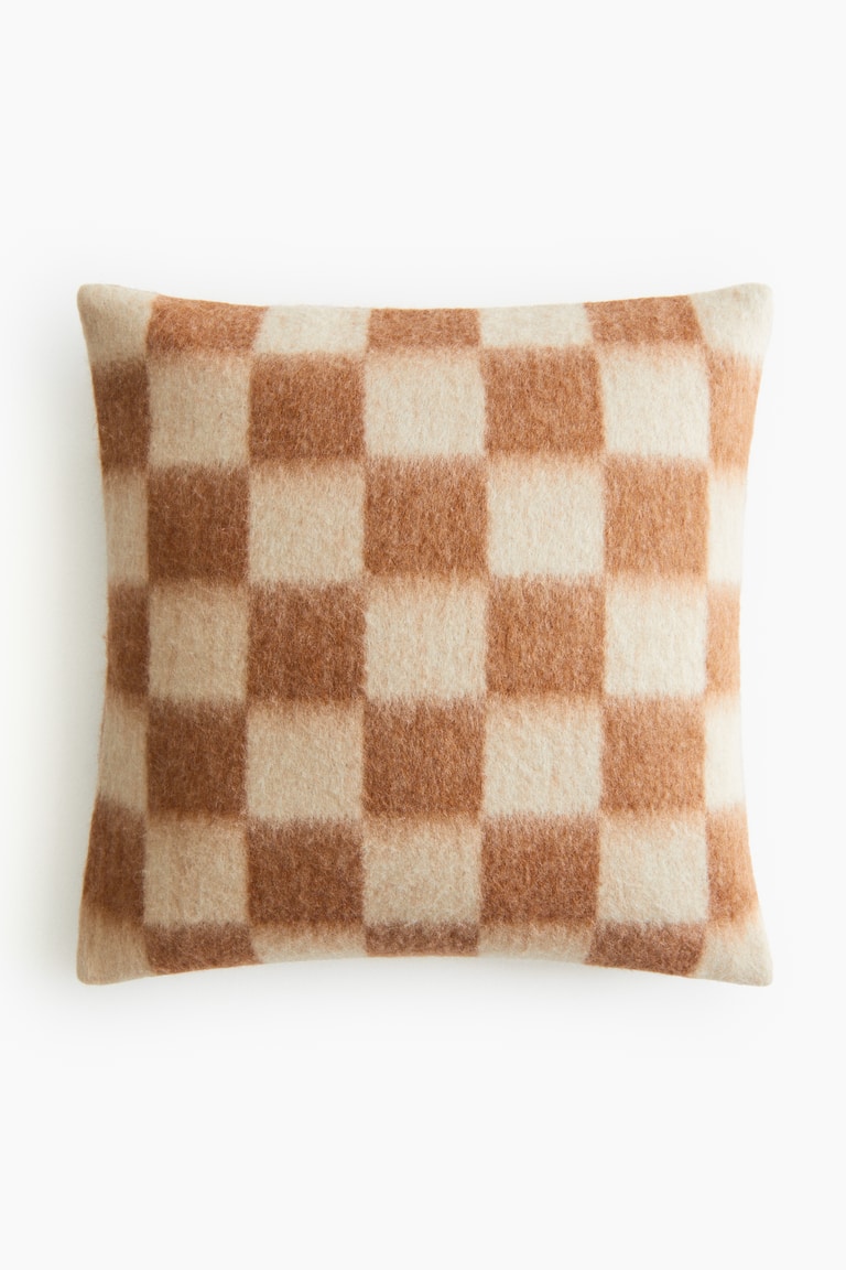 Checked Wool-Blend Cushion Cover
