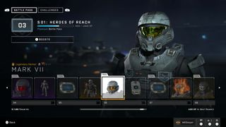 Halo Infinite season 1 heroes of reach battle pass level 96 mark vii helmet