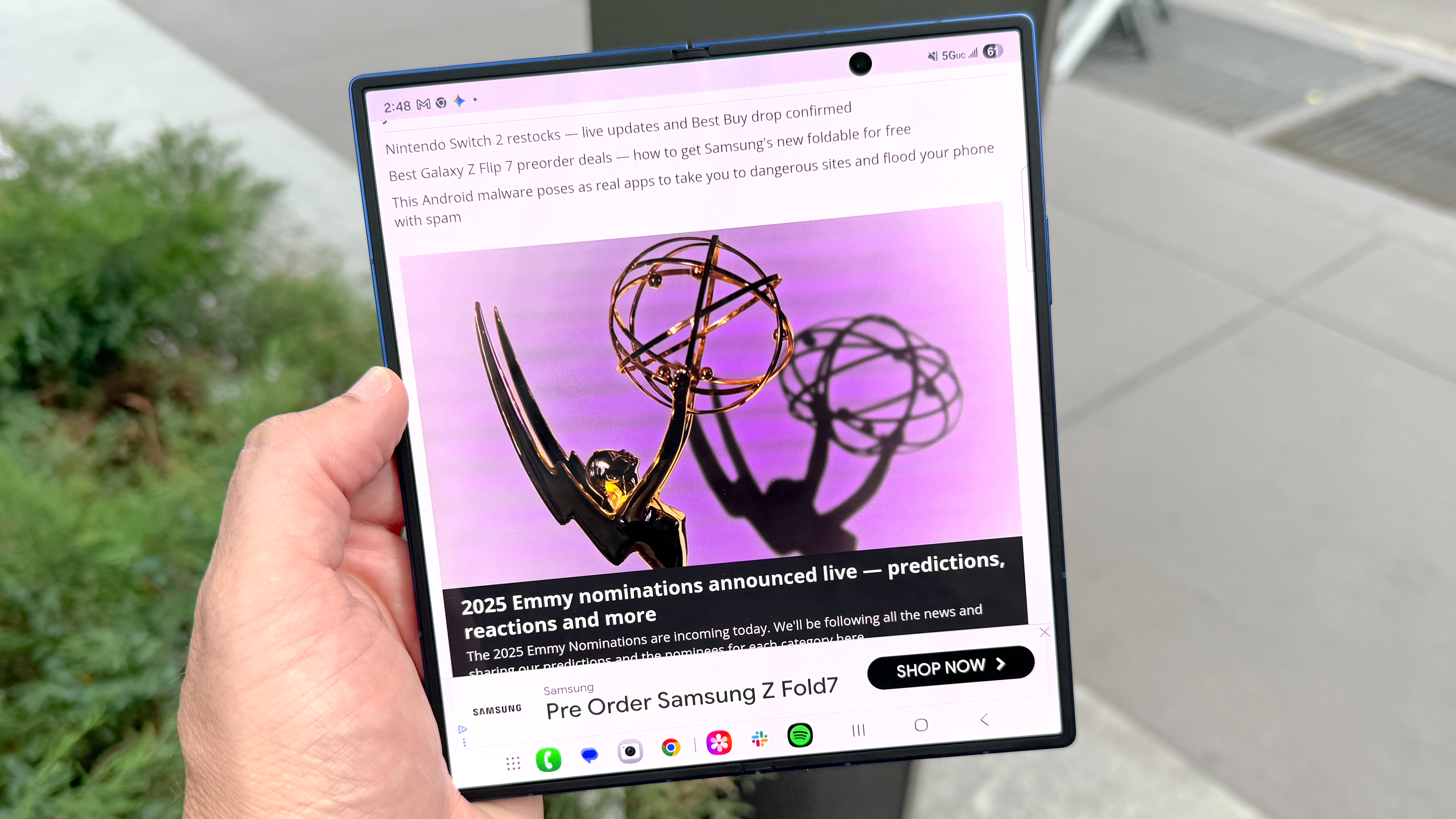 Samsung Galaxy Z Fold 7 shown in hand