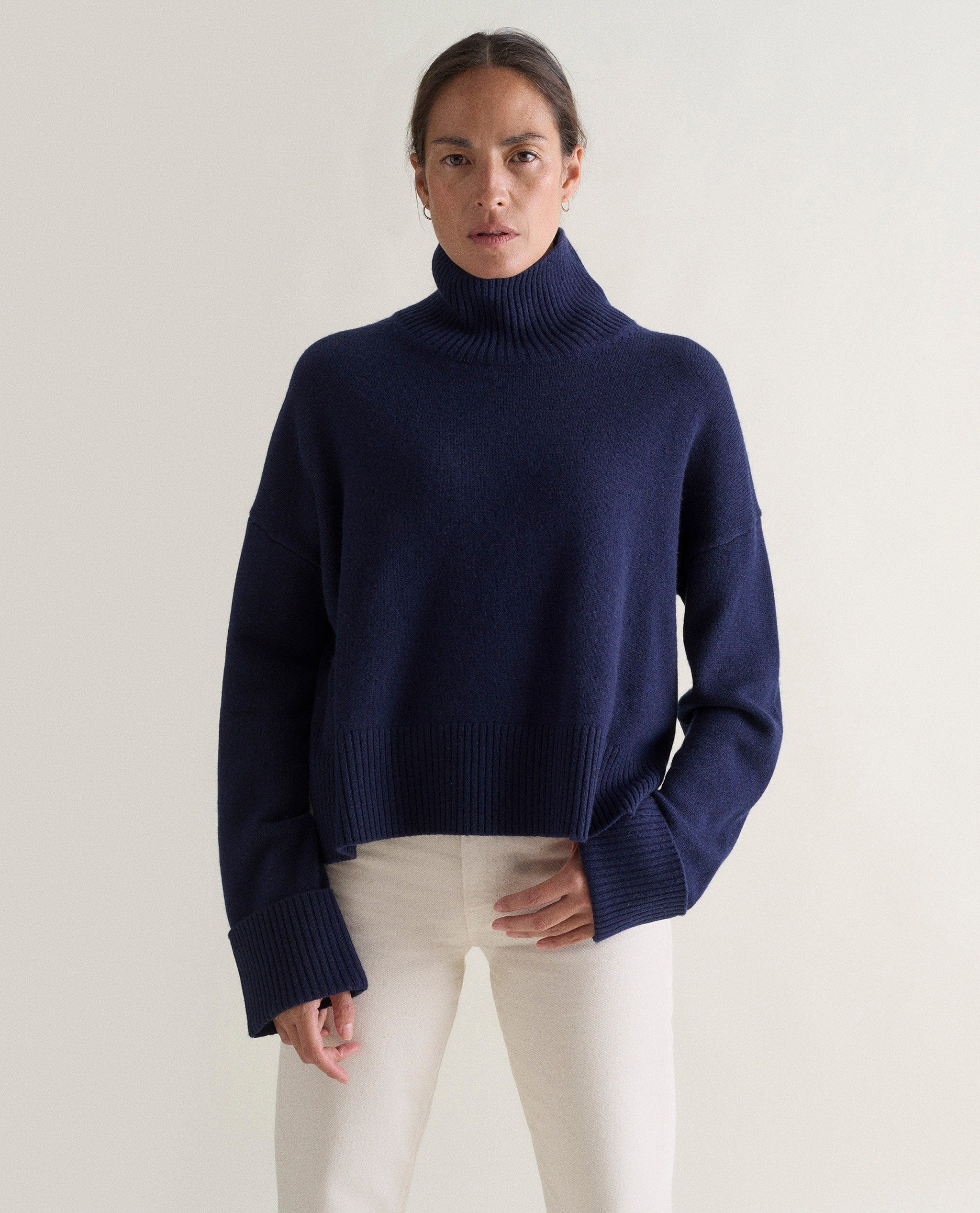 Women&#039;s Cashmere Merino High Neck Jumper - Navy - Xs / Navy