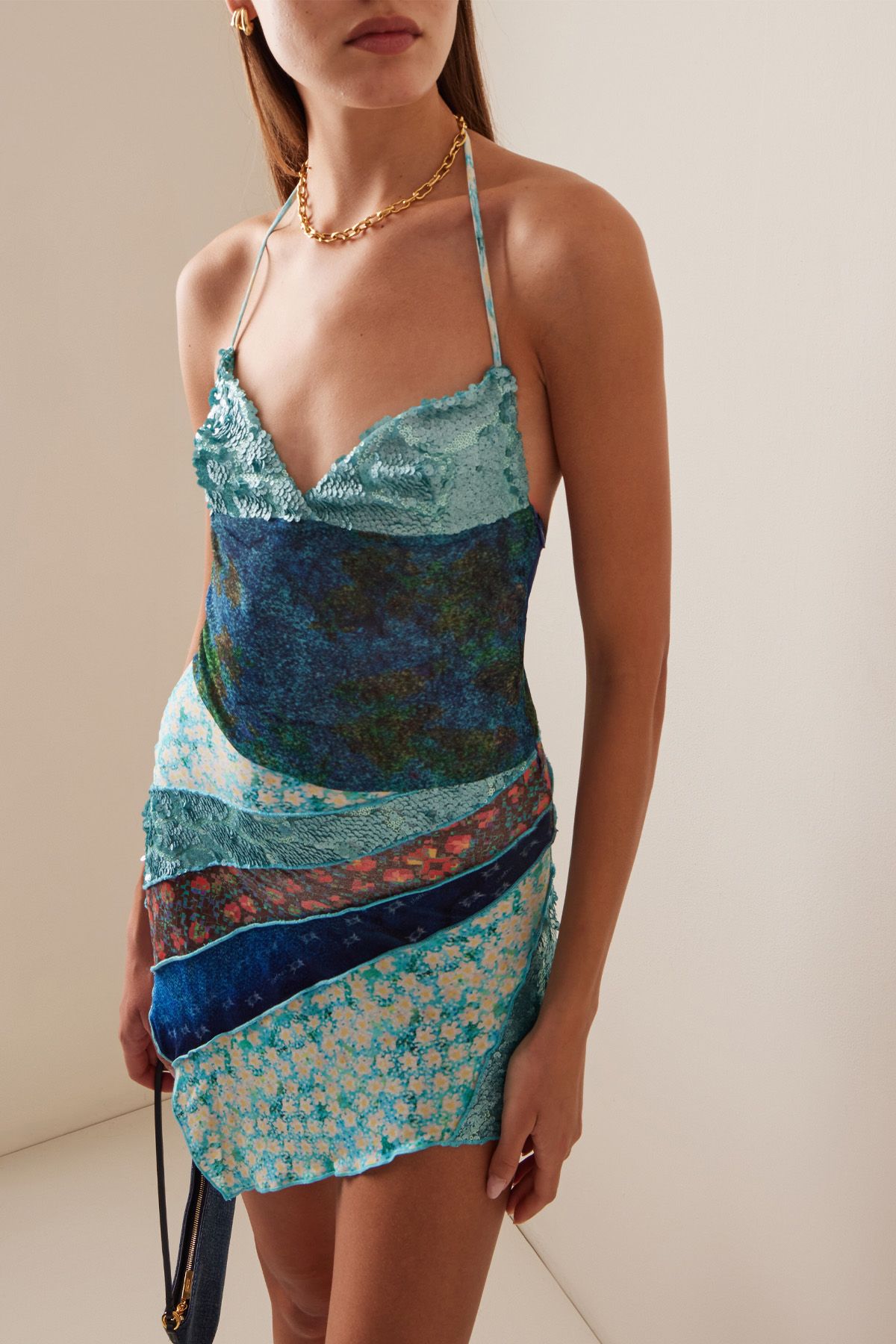 SIEDRÉS Nera Asymmetric Patchwork Mini Dress