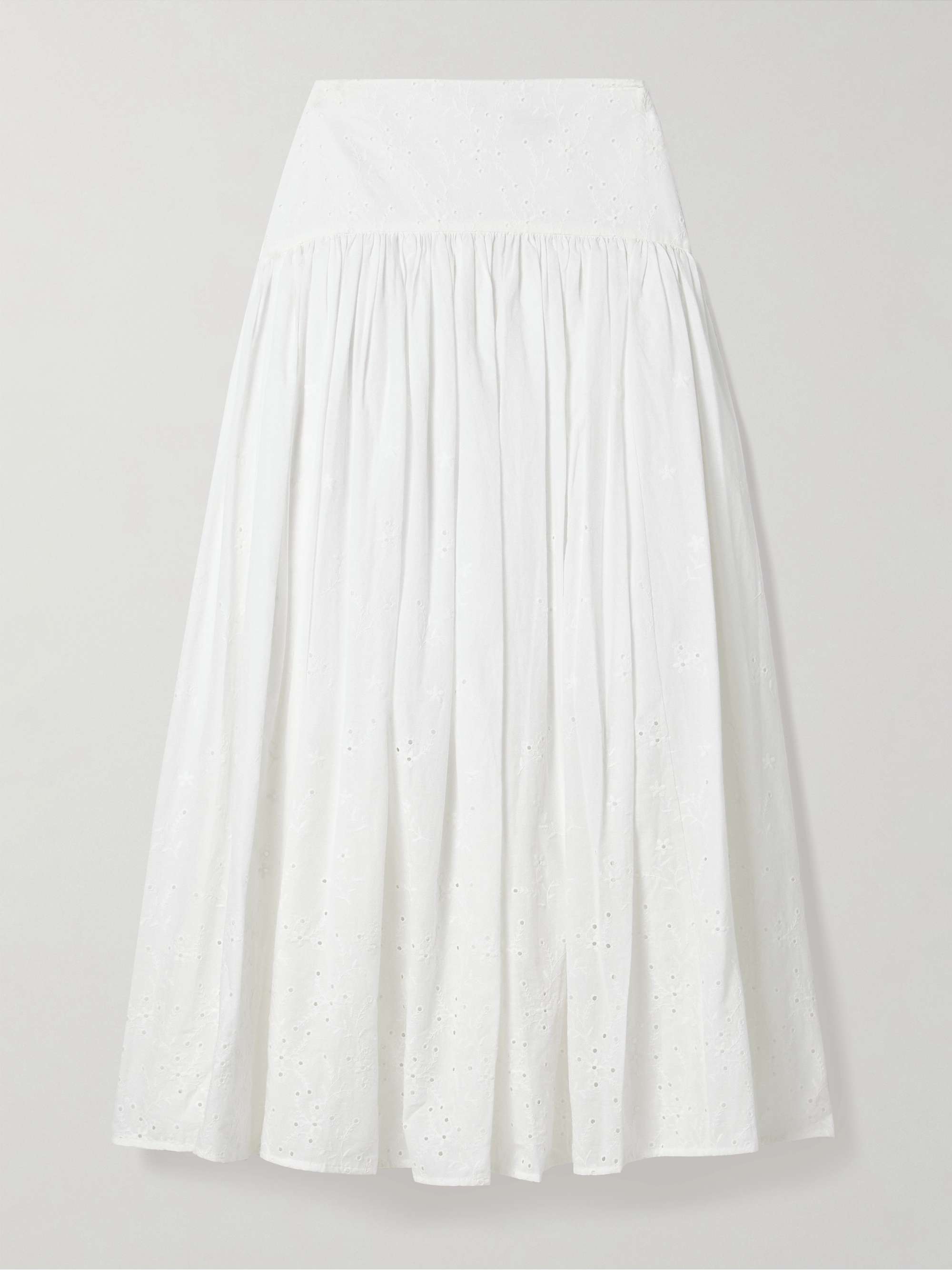 Procida Gathered Broderie Anglaise Cotton Maxi Skirt