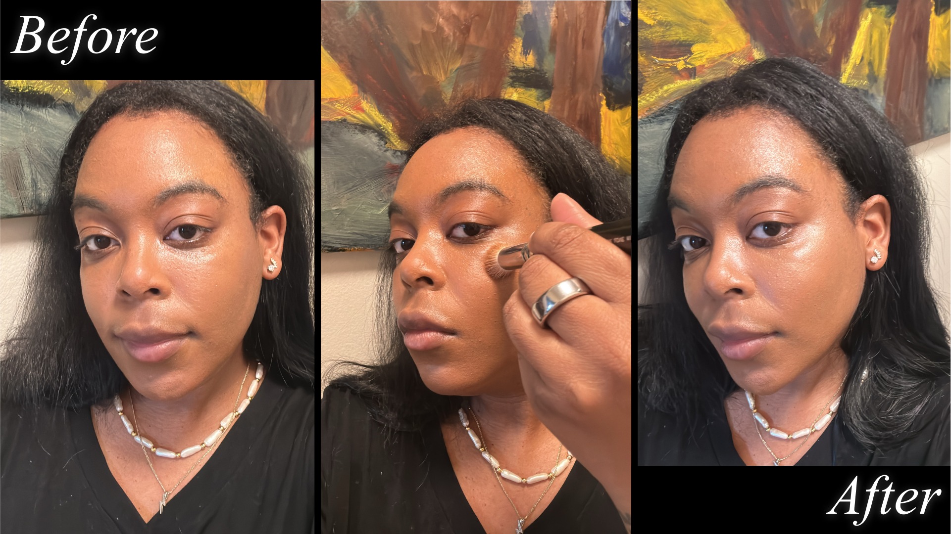 Ariel Baker testing the Westman Atelier Super Loaded Tinted Highlighters.