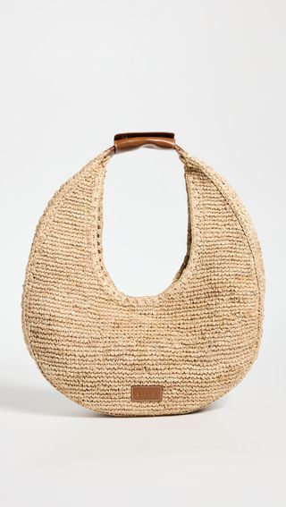 Large Raffia Moon Tote Bag