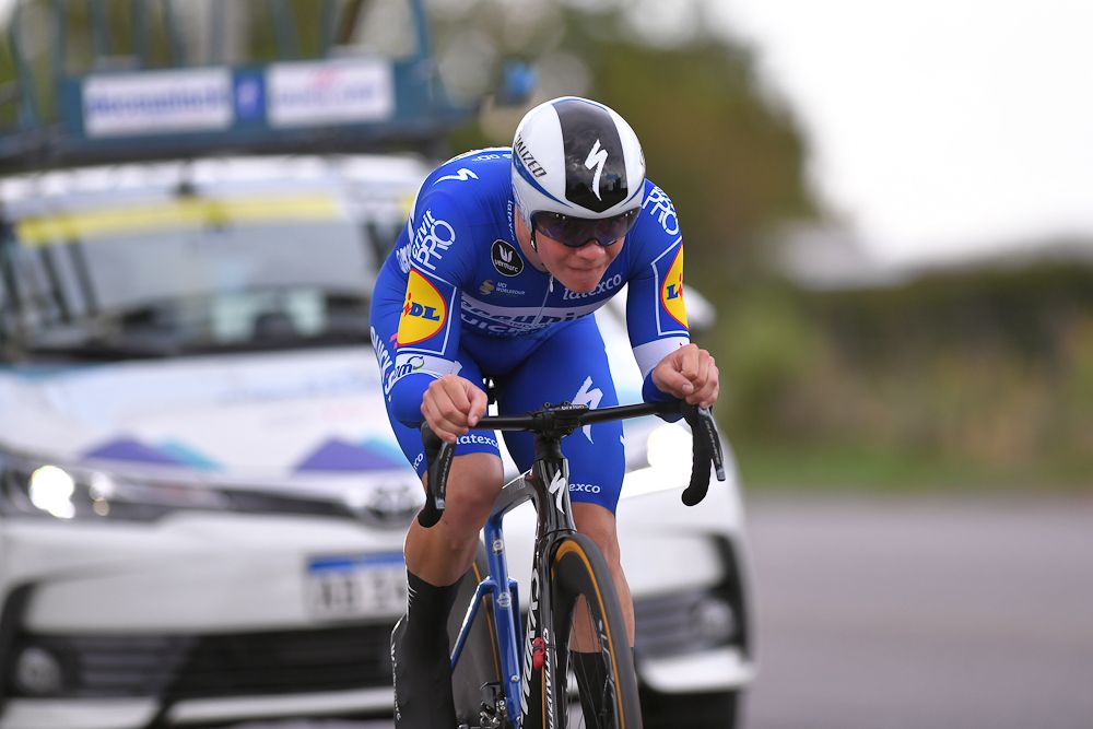 Remco Evenepoel rode onto his first podium for Deceuninck-QuickStep during stage 3 in San Juan