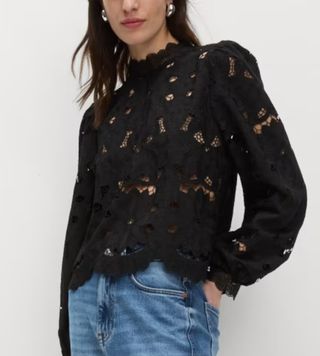 Image of black sheer blouse