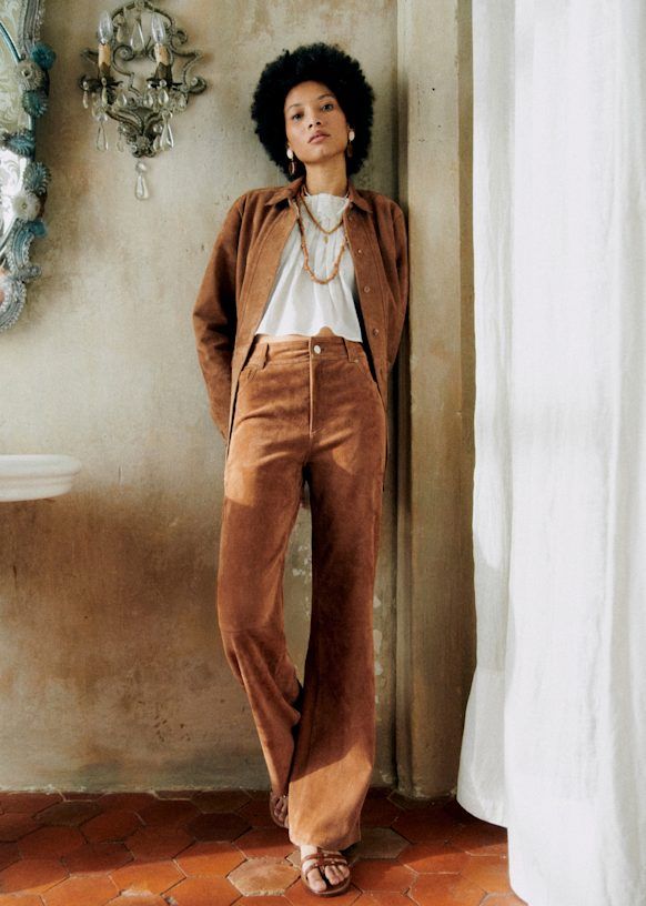 New 70's Trousers - Camel Suede - Goat Leather - Sézane