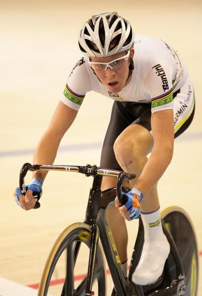 Australia's Cameron Meyer on his way to lap the field for the second time to secure the gold medal.