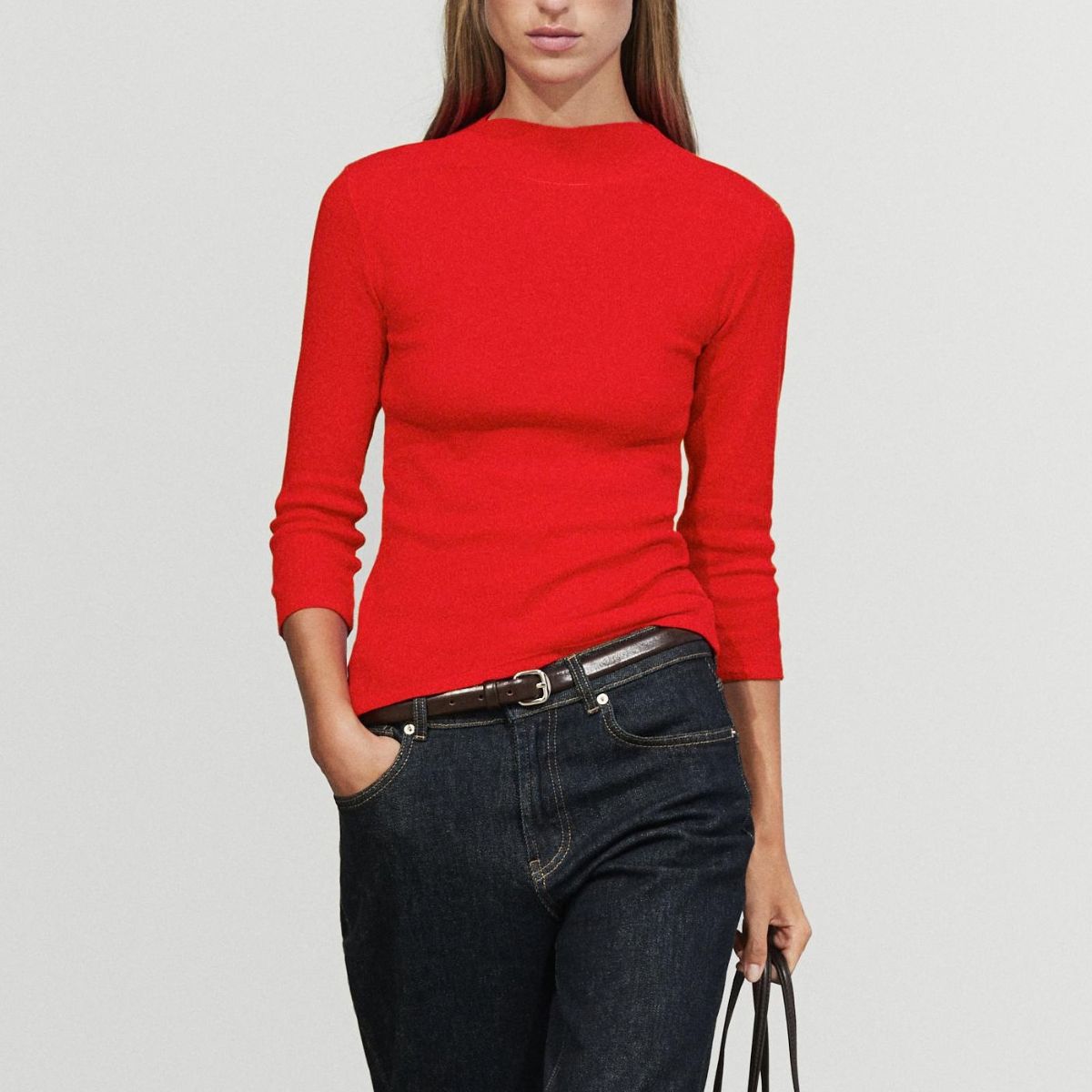 Massimo dutti red 3/4 sleeve top