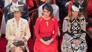 Princess Anne, Princess Eugenie and Princess Beatrice attend a lunch after the National Service of Thanksgiving as part of Queen Elizabeth's 90th birthday celebrations