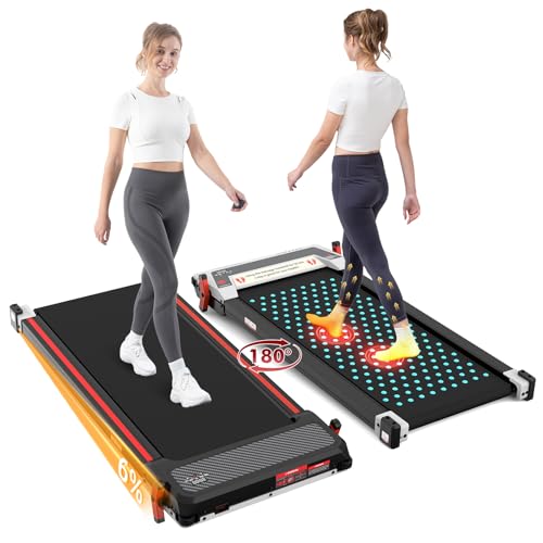 Citysports Walking Pad With 6% Incline Massage Function,2 in 1 Under Desk Treadmill and Foot Massager Treadmills for Home/office,walking Treadmill With Remote Control Led Display
