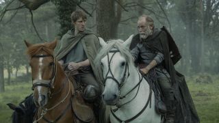 Dunk and Ser Arlan talking on horseback in Knight of the Seven Kingdoms Season 1x02