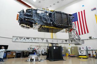 Intelsat 39 undergoes testing at the Maxar Technologies manufacturing facility, where it was built.