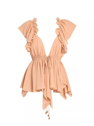 Chloé, Silk Ruffled Plunging V-Neck Top