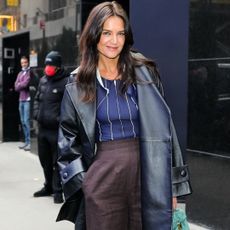 Katie Holmes wearing Tove Leather Jacket